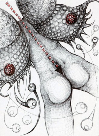 04 Bez názvu, 2008, perokresba, 32 x 27 cm